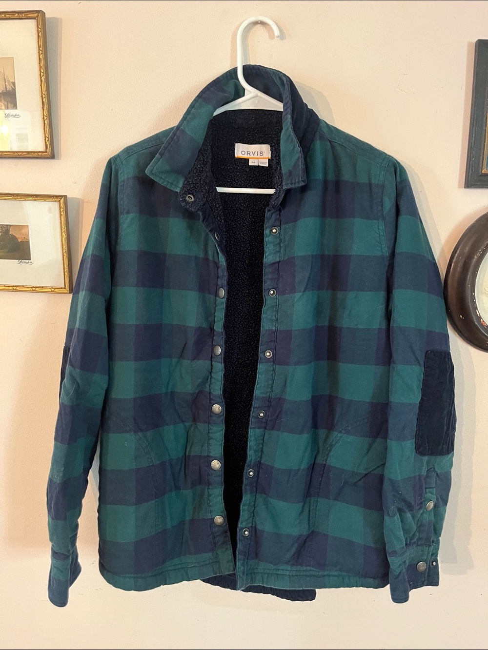 Orvis Green & Navy Plaid Quilted-Lined Shirt Jacket